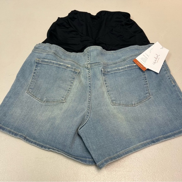 Isabel Maternity Super Stretch Blue Denim Midi Short Size 12 - Picture 3 of 5